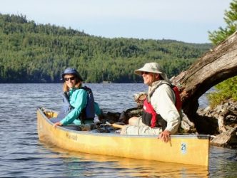 Nancy Watrous in a canoe
